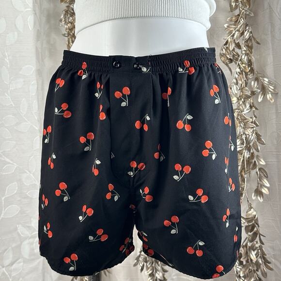 BDG Men’s S Cherry Print‎ Boxer Shorts Black Lounge Urban Outfitters Y2K - Picture 4 of 14